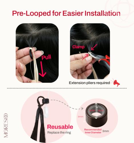 Image of Moresoo Microlink Hair Extensions, Feather Tip, Dark Brown, 18 Inch 40g