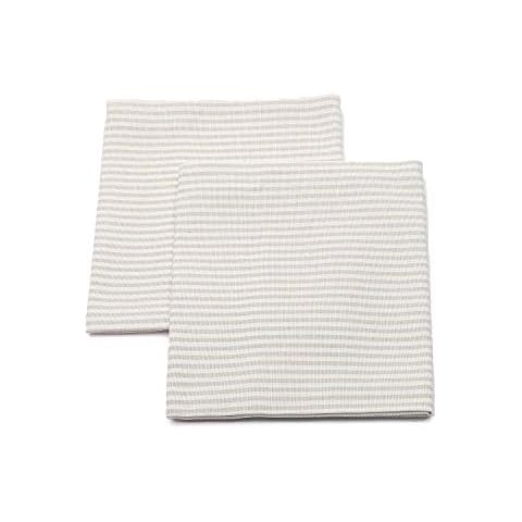 LinenMe Set of 2 Tea Towels Beige Striped Linen Cotton Jazz, 47 x 70 cm Cover