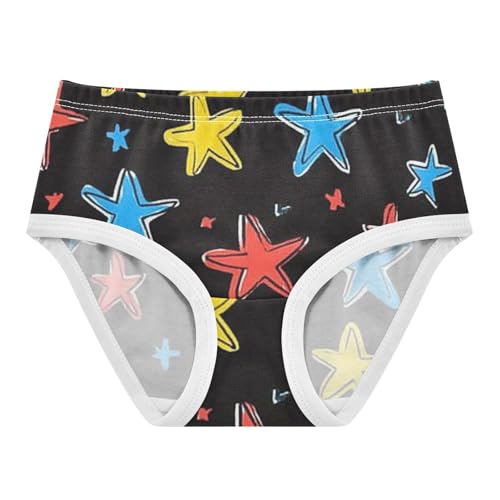 Girls' Soft Triangle Panties Briefs Underwear for Girls Colorful Star Pattern in Sizes 2T,3T, 4T, 5T, 6Y and 8Y