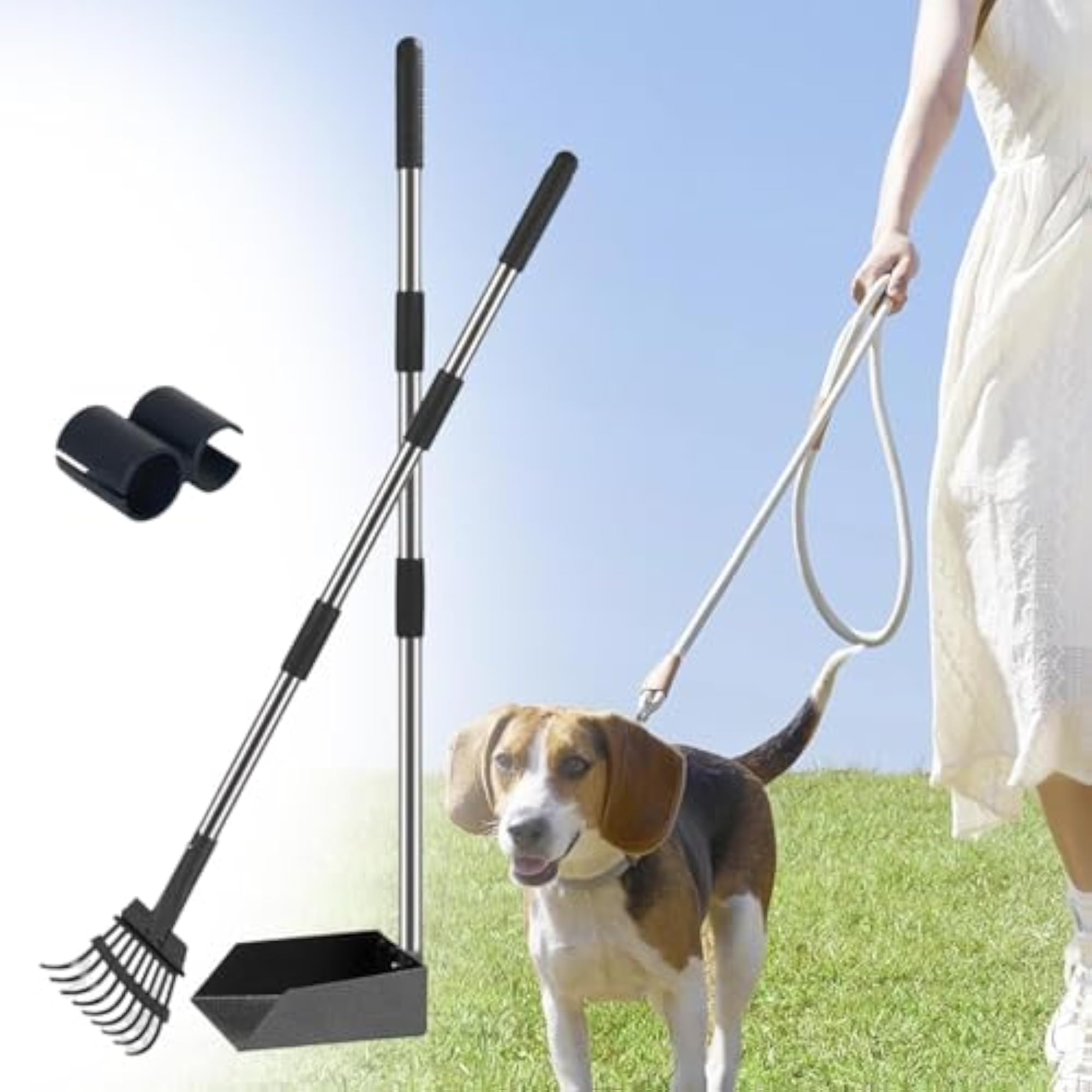 Long Handle Dog Poo Scooper, 2Pcs for Large Dogs