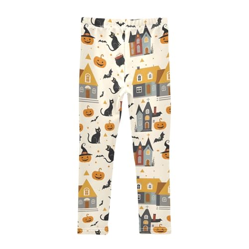Kitten House Halloween Girls Leggings Ultra Soft Compression Yoga Gym Pants for Kids 4-10T2