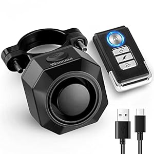 WSDCAM USB Rechargeable Bicycle Alarm System 110 dB Loud Anti-Theft Bicycle Motorcycle Alarm System Waterproof Bicycle Alarm E Scooter Alarm System Bicycle Alarm Systems with Remote Control