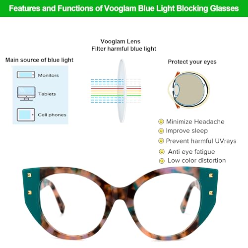 Image of VOOGLAM Stylish Oversize Cat-eye Blue Light Glasses for Women Anti Eyestrain Dry Eyes Eyewear Kornegay