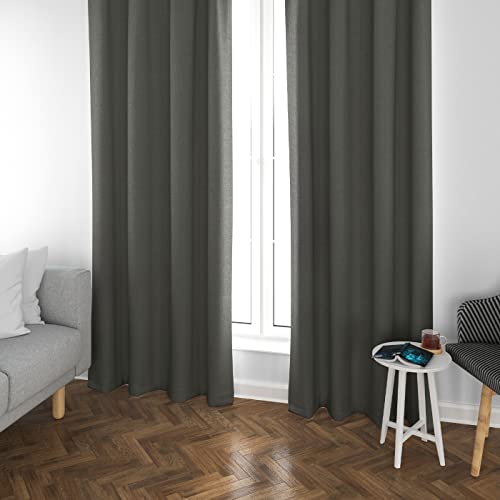 MERCURY TEXTIL- Cortinas Opacas, Blackout, Térmicas Aislantes del Frio y del Calor, 2 Piezas con Anillos Plateados (Piedra)
