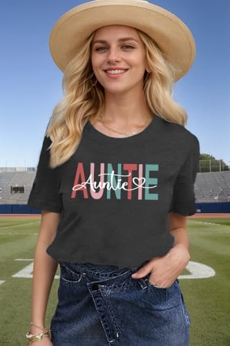 Aunt Shirt for Women Cool Aunts Club T Shirts Gift for Auntie Shirts Auntie Life Cute Short Sleeve Casual Tee Tops2