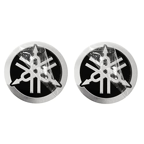 Image of 2X Aluminum Gas Tank Badge Fairing Tuning Emblem Decal Sticker for Yamaha (2.1 inch 5.5cm-Silver)
