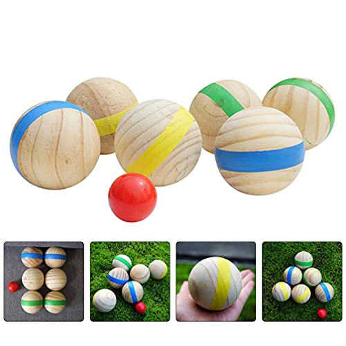 CLISPEED 7Pcs Boccia Boccia Boccia Bola Estilo Francês De Madeira Bola Jogo Da Família para O Quinta