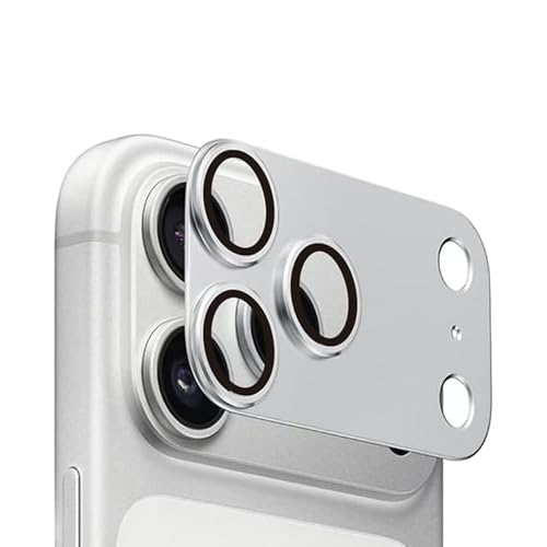 Kamera Lens Koruyucu için iPhone 17 Pro Max 6.9 Inç, Tam Kapsamlı 9H Temperli Cam Halkalı Kapak, Mat Metal Plaka, Kılıf Dostu, 1 Paket (Gümüş, iPhone 17 Pro Max)
