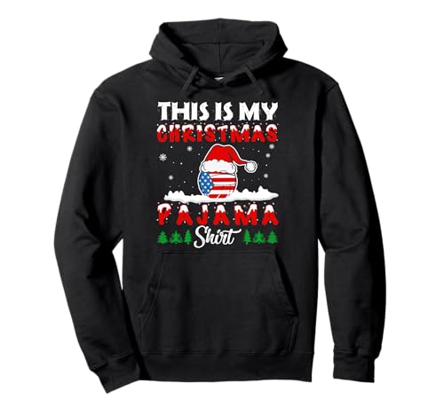 This Is My Christmas Pajama Volleyball America Flag Xmas Sweat à Capuche