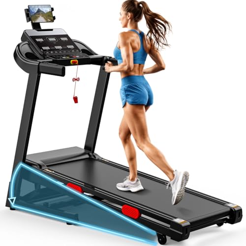 Image of 15% Auto Incline Treadmills for Home, 5-in-1 3.7HP Foldable Treadmill, Portable Running Treadmill with Handle & 6 LCD Screen, Walking Pad Treadmill, 105 Programs, APP Control with Immersive Running