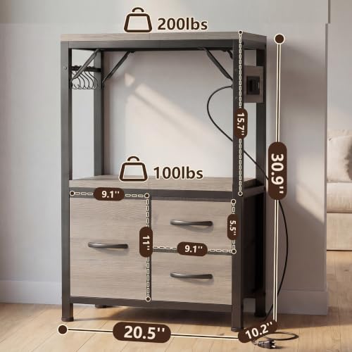 Image of Heybly 5-10Gal Fish Tank Stand with Drawer, Power Outlet,200lbs HAS002SSG-1
