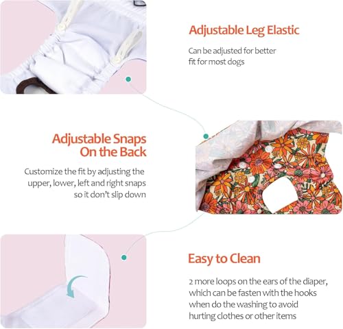 Image of CuteBone Female Dog Diapers with Skirts 3 Pack Reusable Puppy Dresses Pants for Heat Cycle Period QBD12S