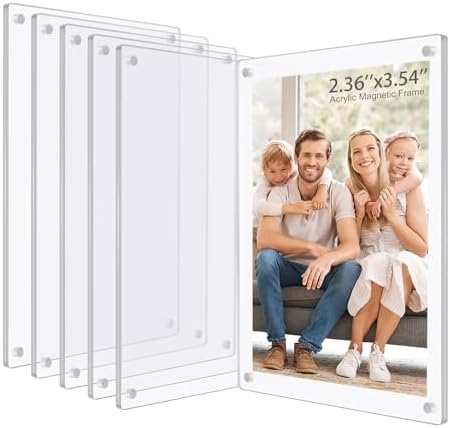 Wbtran Acrylic Fridge Magnetic Frame, Double Sided Clear Magnetic...