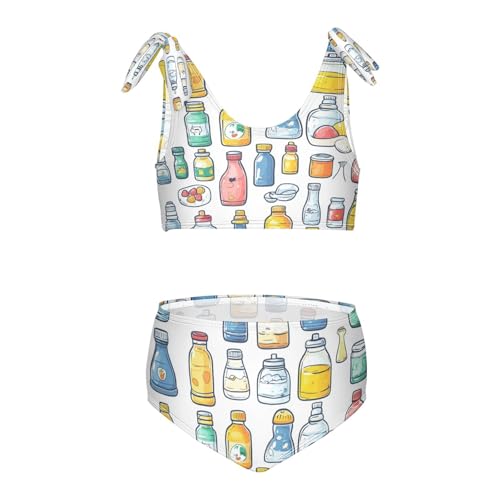 Boccsty Colorful Bottle Fruit Girls Tankini Swimsuit Kids Bikini Sets 2 Pcs Bathing Suit 3T