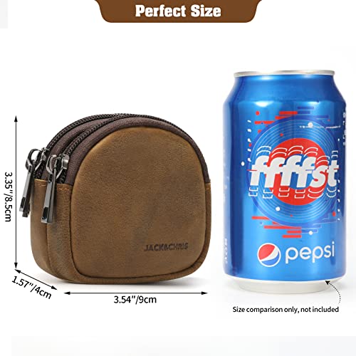 Jack&Chris Coin Purse for Men, Genuine Leather Mini Coin Wallet Zipper Pocket with Back Belt Loop, Coin Bag for Men and Women2
