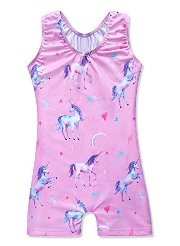 HOZIY Girls Gymnastics Leotards for Kids Tumbling Outfits Biketard Sparkle Adorable Pattern