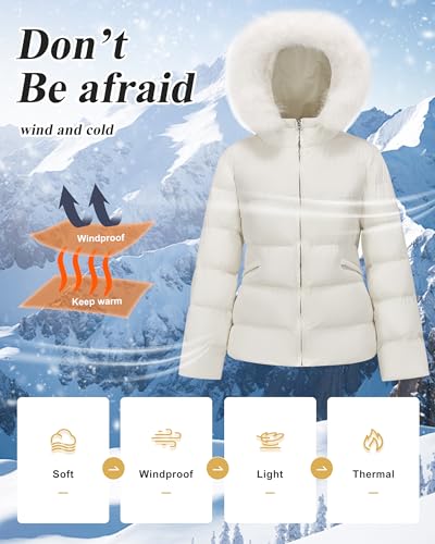 WULFUL Women's Winter Coats Warm Lightweight Thicken Puffer Jackets with Faux-Fur Hood2