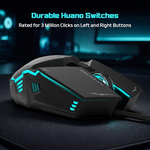 Image of EvoFox Shadow Plus Gaming Mouse Wired | Gaming Mouse with Instant A603FP Sensor, 7200 DPI Optical Tracking, HUANO Switches, 6 Buttons, Ergonomic Design, Braided 1.5m Cable USB - Black