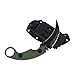 MASALONG Outdoor Survival claw Tactical teeth Knife Double edged sharp Fixed Blade Knife With Sheath (5CR Black Stone wash Green handle)