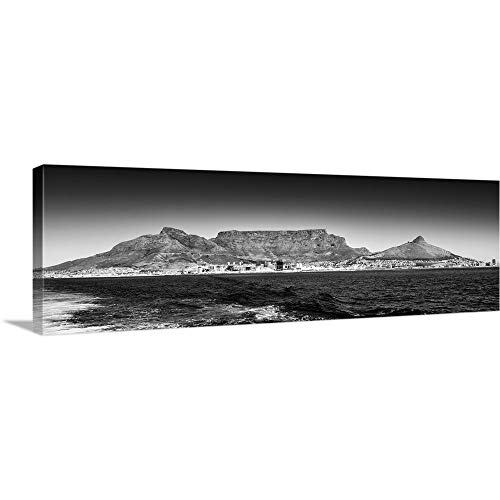 GREATBIGCANVAS Table Mountain - Cape Town Black and Canvas Wall Art Print, Africa Home Decor Artwork, 48"x16"