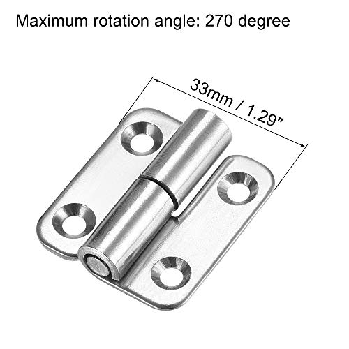 Uxcell Lift Off Hinge, Right Handedness Mini Stainless Steel Hinge Detachable Slip Joint Small Flag Hinges 37Mm Long 33Mm Open Width 2Pcs #TOP1