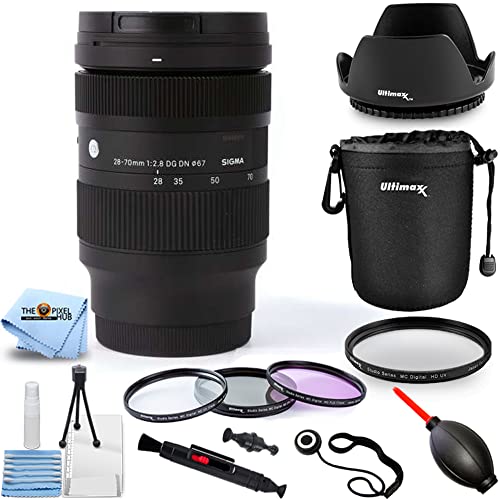 Sigma 28-70mm f/2.8 DG DN Contemporary Lens for Sony E 592965-10PC Accessory Bundle Includes: Tulip Hood Lens, UV Filter, Cleaning Pen, Blower, Microfiber Cloth and Cleaning Kit
