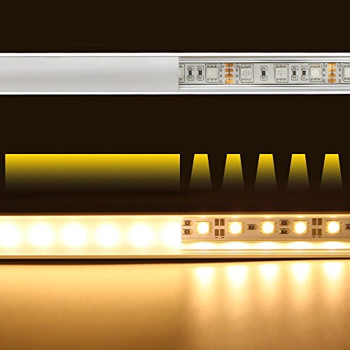Torchstar 3.3Ft/1M Aluminum U Channel For Led Strip Lights W/Oyster White Cover - Emulational Neon Effect U01, Pack Of 5 #TOP2