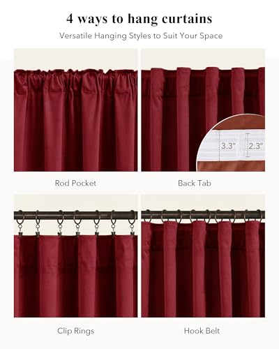 Image of Red Velvet Curtains Extra Long for Chrismas Decor, W52 x L132, 2 Pcs | 300GSM Soft Velvet Drapes, Room Darkening, Thermal Insulated, Home Theater Curtains, Luxury Decor for Bedroom, Living Room