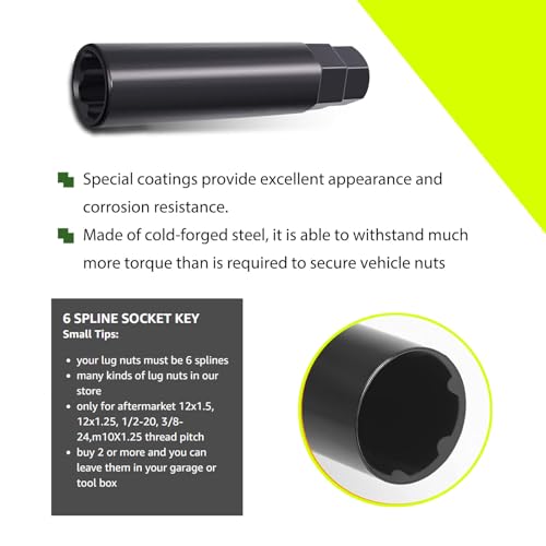 Image of 1 PC Car 6 Slot Modification Nut Wheel Hub Anti-Theft Screw, 6 Point Spline Drive Tuner Replacement Socket Adapter, Compatible with Cars, Trucks, Vans, SUVs, Trailers (Black), LEELM2693BL-1PC