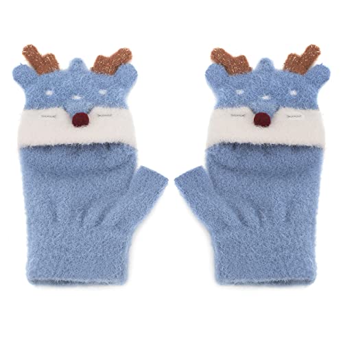 Kids Fingerless Mittens Convertible Flip Top Gloves Children Soft Knitted Gloves for Boys Girls2