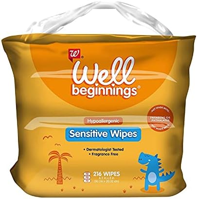 Hypoallergenic Unscented Sensitive Wipes 216 count Total