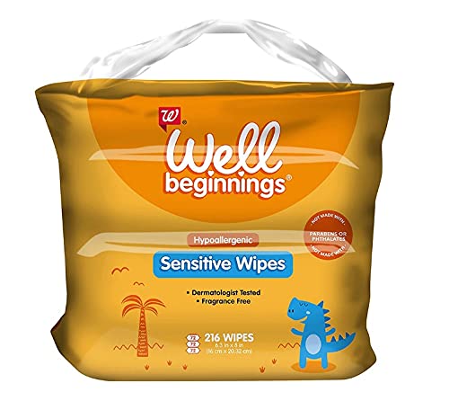 Hypoallergenic Unscented Sensitive Wipes 216 count Total