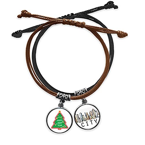 Bracelet Merry Christmas Tree chaîne corde main et cuir Sidi pour style festif