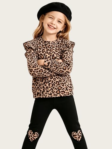 Image of Girls Fall Winter Outfits Cartoon Animal Long Sleeve Crewneck Sweatshirt Top+Sweatpant 2 Piece Clothing Set 3-9T