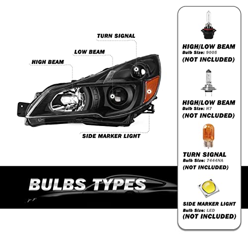 Sockir Headlight Assembly Compatible With 2010-2014 Legacy/Outback Projector W/Bulbs Replacement Headlamp Passenger And Driver Side #TOP2