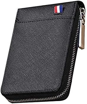 PRIME DEALS Imported 9 Slot Vertical Leather Credit/Debit Zipper Card Holder Money Wallet Zipper Coin Purse for Men & Women. (Black)