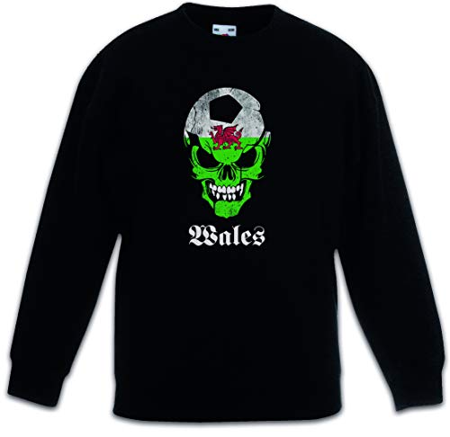 Sweat Wales football kids noir imprimé skull pour enfant et adolescent