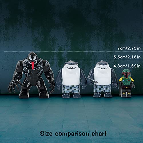 Mooxi-Moc Movie Superheros Sharkman Minifigs Set,Mini Action Figures Shark King Building Block,Made For Movie Fans(2Pcs) #TOP5