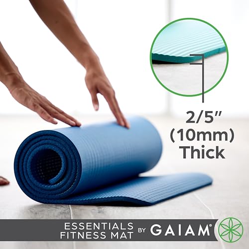 image for Gaiam Essentials Thick Yoga Mat Fitness & Exercise Mat with Easy-Cinch