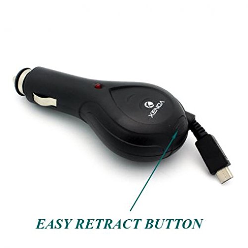 Retractable Rapid Car Charger Dc Power Adapter Micro-Usb Black For Kyocera Duraxv Lte #TOP4