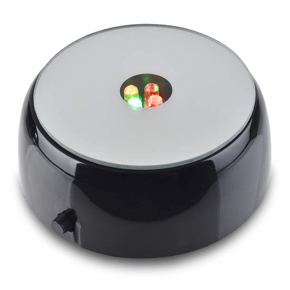 ASENTE ColorChanging LED Crystal Round Display Base w/Mirror Top 3