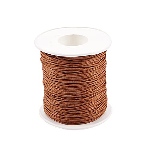 PandaHall 100 Yards/Roll Braided Cotton Cord 1mm Waxed Cotton Cord String for DIY Jewelry Making (Sienna)