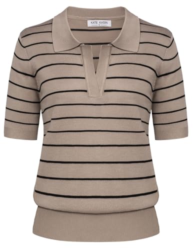 Kate Kasin Women Summer Striped Knitted Tee Shirt...