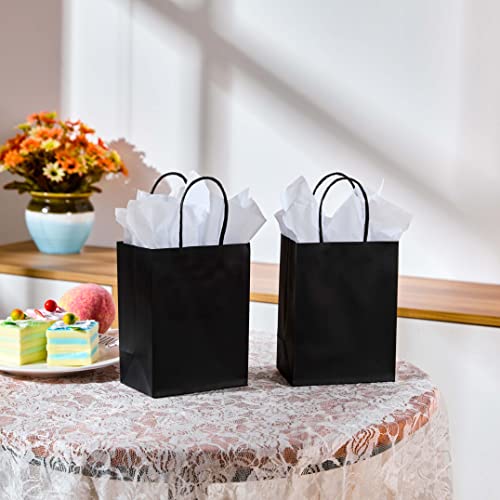 Suncolor 25 Pieces 6" Mini Goodie Bags Small Black Gift Bags With Handle For Party Favor Bags (Black) #TOP1