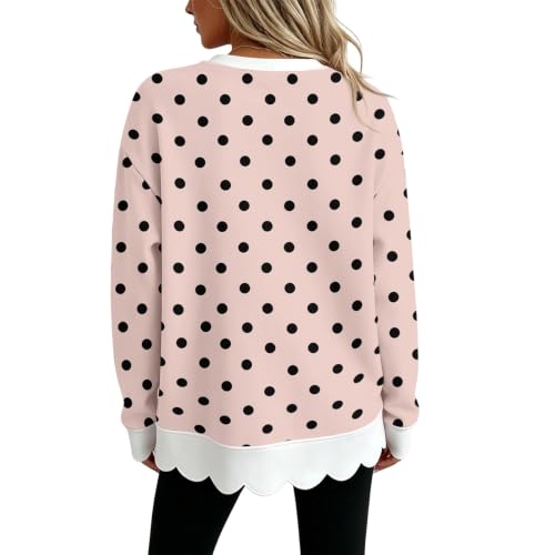 Oversized Sweatshirt for Women Cotton Scalloped Hem Casual Pullover - image 6