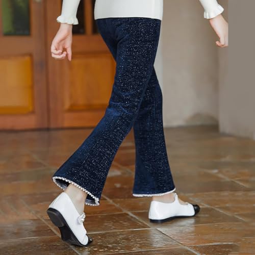 Image of Rolanko Girls Wide Leg Velvet Pants Dressy Palazzo Pant for Girls Corduroy Pant with Pearls for Christmas Holiday Party 5-12Y