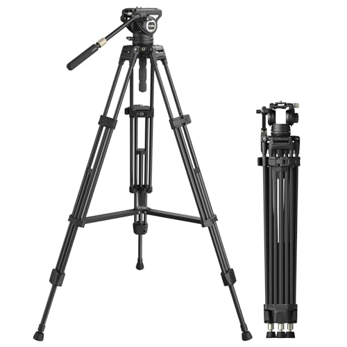 SmallRig Heavy-Duty Carbon Fiber Tripod with FreeSpeed One-Step Height Adjust, 75″ Tall, Fluid Head, Dual-Mode QR Plate for DJI/MFT
