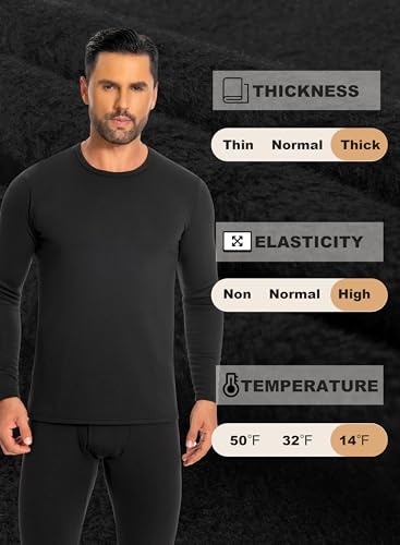Mens Thermal Underwear Set Ultra Thick for Cold Weather Fleece Lined Long Johns Winter Base Layer Top and Bottom3