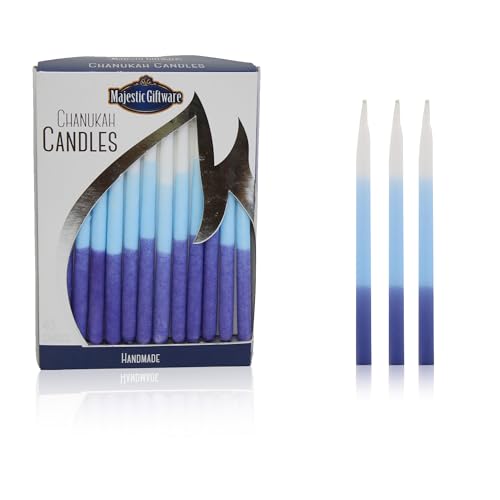 Majestic Giftware Multicolor Hanukkah Candles - CP214 | 45 Dripless Chanukah Candles for All 8 Nights of Hanukkah | Premium Quality Wax | Chanukah Candles Fits Most Menorahs (Blue/White)