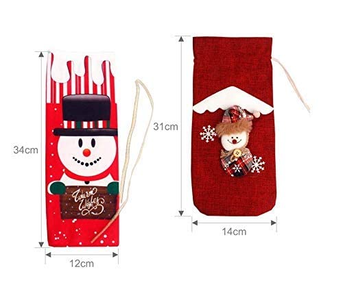 SKEIDO 6PCS Christmas decorations for Home Santa Claus Wine Bottle Cover Snowman Stocking Gift Holders